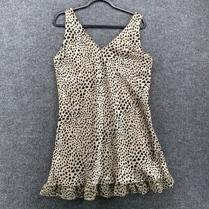 Vintage Inner Most Nightgown Slip Dress Medium Leopard V-Neck Satin Cami 90s Y2K